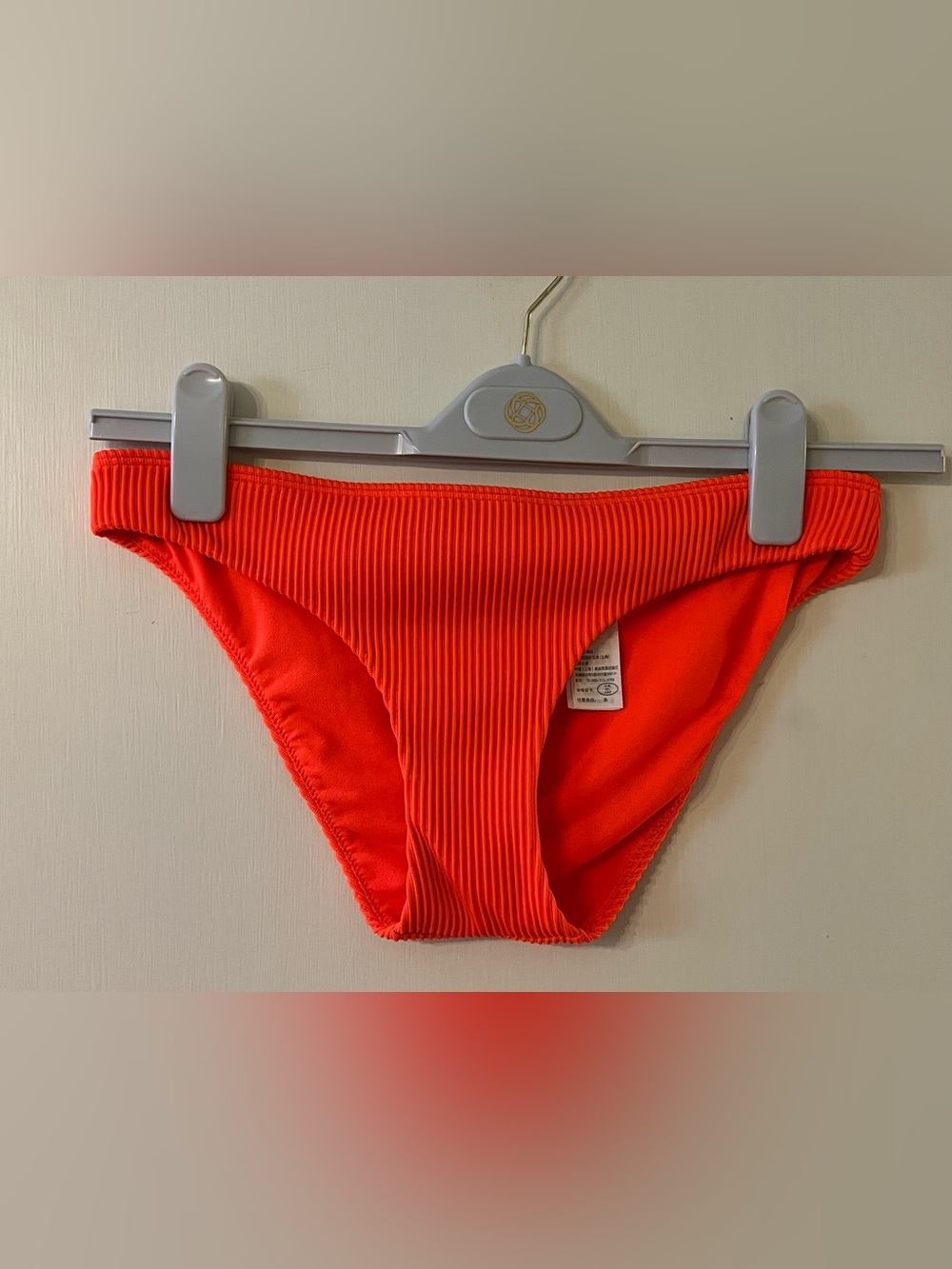 Hollister Women's Bikini Swim Bottom Ribbed Neon Orange/Coral Size Small NWOT